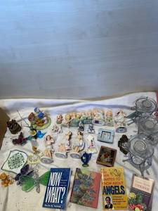 lot 118 image: Assorted Collection of Figurines, Books, and Glass Holders