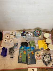 lot 127 image: Diverse Household and Electronic Items Collection with Microfiber Cloths and Electronics
