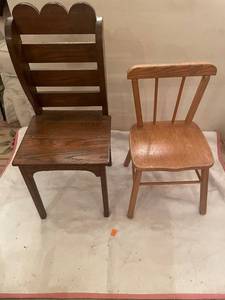 lot 147 image: Pair of Vintage Wooden Chairs