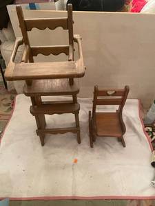 lot 148 image: Set of 2 Vintage Wooden High Chairs
