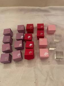 lot 151 image: Collection of Etched Glass Paperweights with Heart Motifs and Gift Boxes