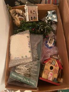 lot 155 image: Assorted Christmas Village Decorations and Miniature Houses