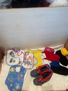 lot 184 image: Collection of Baby Bibs and Toddler Winter Boots with Warm Slippers