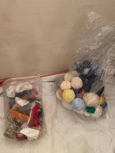 lot 189 image: Lot of Assorted Yarn Balls, Ribbon and Fabric Scraps