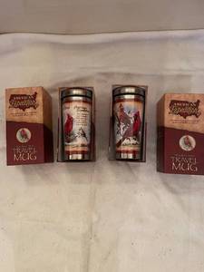 lot 198 image: Set of 2 American Expedition Cardinal Stainless Steel Travel Mugs