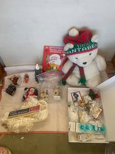 lot 232 image: Holiday Collection Including Teddy Bear, Table Runner, and Ornaments