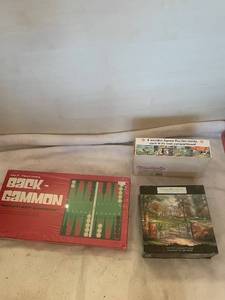 lot 233 image: Collection of Board Games and Jigsaw Puzzles Including Backgammon and Thomas Kinkade Puzzle