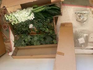 lot 238 image: Collection of Artificial Floral Arrangements with Figurine