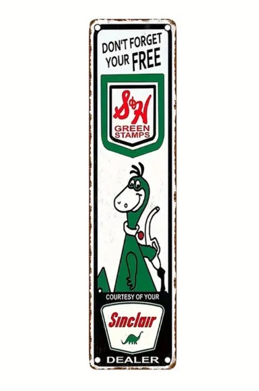 lot 28H image: Brand New Sinclair Dino Gasoline Aluminum Sign N