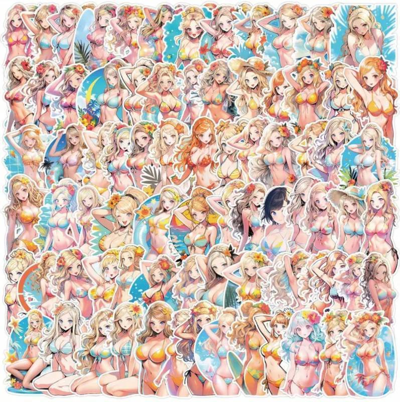 lot 28B image: 100 Brand New Bikini Cartoon Character Stickers N