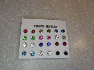 lot 434 image: 12 New Pair Stainless Steel Pierced Earrings Colorful P