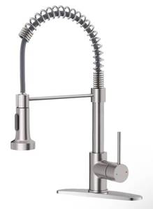 lot 150 image: Brand New OWOFAN Kitchen Faucet with Pull Down Sprayer Brushed Nickel Stainless Steel $39.59 Retail B