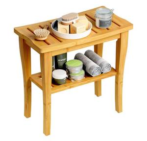 lot 132 image: Brand New Greenual Bamboo Shower Bench 2-Tier Spa Shower Stool $82.16 Retail B