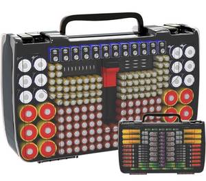 lot 118 image: Brand New Aptbyte Battery Organizer Storage Holder Box Case with Tester - 269 Batteries Double-Sided Variety Pack $30.99 Retail B