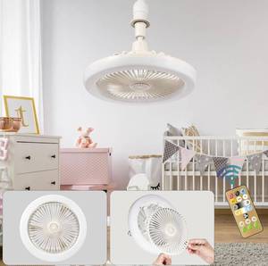 lot 111 image: New Fan Light with Remote Control, 3 Colors 3000K-6500K Dimmable LED Light Bulb Fan E27 Screw Ceiling FanB