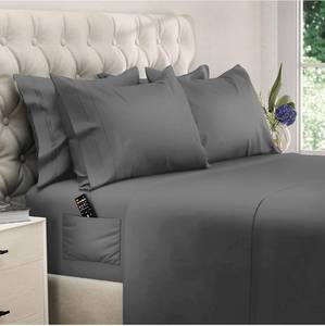lot 75 image: Brand New King Size Sheets Set 6 pcs Cooling Bed Sheets up to 21 Deep Pocket King Sheet Set 2500 Supreme Collection Extra Soft 100% Brushed Microfiber Hotel Luxury with Side Pocket Dark Gray $49.99 Retail B