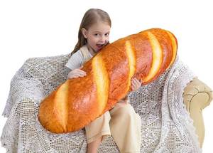 lot 74 image: Brand New Wepop 40 in 3D Simulation Bread Shape Pillow Soft Lumbar Baguette Back Cushion Funny Food Plush Stuffed Toy B