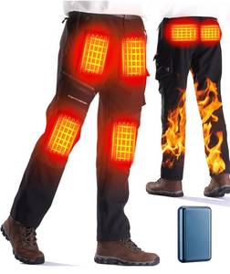 lot 57 image: Brand New Heated Pants with 20000mAh Battery Pack Electric Heated Snow Hiking Pants Winter Softshell Outdoor Trousers Size M Black $139.99 Retail B
