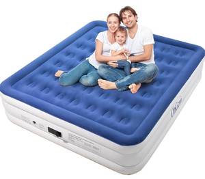 lot 58 image: New King Air Mattress with Built in Pump 18 Inch Elevated Quick InflationDeflation Inflatable Bed Blue $149.99 Retail B