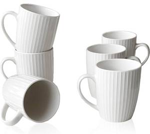 lot 60 image: Brand New 11 Ounce Porcelain Mugs Set of 6 Coffee Mugs for Tea, Milk, Hot Cocoa White B