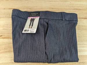 lot 347 image: Brand New Rafaella Womens Stretch Pant Charcoal With White Stripes Size 6 N