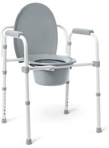 lot 170 image: Brand New Medline 3-in-1 Steel Bedside Commode, Elongated Seat, Sturdy Folding Frame $38.98 B