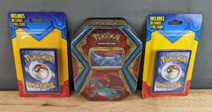 lot 18G image: Brand New 2 Pokmon TCG Blister Packs with 1 Foil Card and Pokmon Trading Card Game Salamence Tin N
