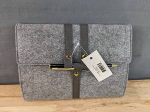 lot 399 image: Brand New World of Journals Fabric Snap Closure Gray Felt Case with Lined Journal N