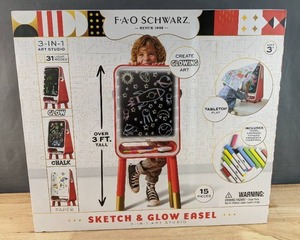 Brand New F.A.O Schwarz 3-in-1 Art Studio Sketch & Glow Easel *N