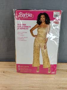 lot 67G image: Brand New Barbie The Movie Gold Disco Jumpsuit Adult Size Large 12-14 N