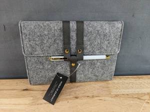 lot 1014 image: Brand New World of Journals Fabric Snap Closure Gray Felt Case with Lined Journal N