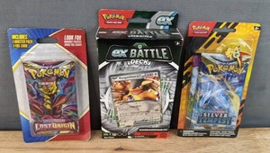 lot 14G image: Brand New Pokmon TCG Kangaskhan Ex Battle Deck, Pokmon Sword & Shield Lost Origin Booster Pack with Foil Card, Pokmon Trading Card Game Silver Temptest Pack with Pin N