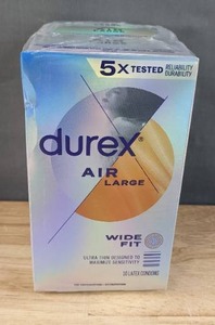lot 40G image: 3 Packs of 10 New Durex Air Large Wide Fit Condoms - 30 Total N