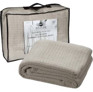 lot 154 image: Brand New HILLFAIR 100% Soft Premium Combed Cotton Thermal Blanket Size Queen Sand Gray $39.99 B