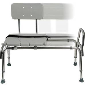lot 159 image: New DMI Heavy-duty Sliding Transfer Bench Shower Chair With Cut-out Seat and Adjustable Legs $87.99 Retail B