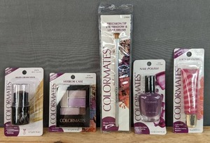 lot 70G image: Brand New Colormates Makeup Multi Cream Stick, Mirror Case, Precision Tip Eye Shadow & Liner Brush, Nail Polish and Juicy Lip Gloss N