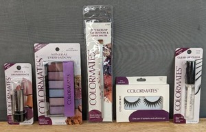 lot 90G image: Brand New Colormates Makeup Lipstick Lipliner Pencil, Mineral Eyeshadow, Precision Tip Eyeshadow & Liner Brush, Eyelash Kit and Clear Lip Gloss N