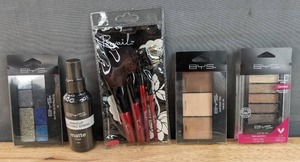 lot 115G image: Brand New BYS Glitter Glitz Palette, Makeup Setting Spray, 4-Piece Brush Kit, Contour Trio and 5 Shade Eye Shadow Palette N