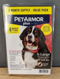 lot 37G image: Brand New PetArmor Plus Flea & Tick Prevention for Extra Large Dogs 89-132 lbs, 8 Month Supply N