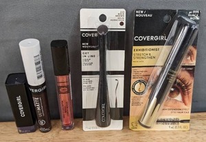 lot 215G image: Brand New Covergirl Lipstick, Outlast Ultimatte Liquid Lip Color, Lip Gloss, Liquid Liner and Exhibitionist Stretch & Strength Mascara N