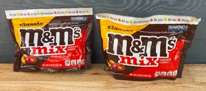 lot 34G image: 2 Brand New M&MS Milk Chocolate, Peanut, And Peanut Butter Classic Chocolate Assortment Family Size Candy Mix Bag - 8.3 oz N