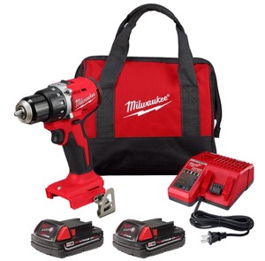 Brand New Milwaukee M18 18V Lithium-Ion Brushless Cordless 1/2 in. Compact Drill/Driver Kit with Two 2.0 Ah Batteries, Charger and Case $199 Retail *N