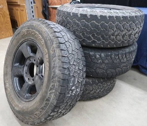 lot 36 image: SET OF 4 TIRES. 2 HANKOOK, AND 2 GENERAL GRABBER