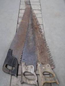 lot 69 image: VERY VINTAGE LOT OF 3 TIMBER HAND SAWS