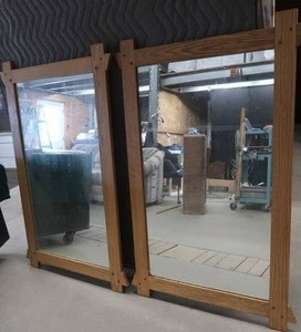 lot 75 image: TWO IDENTICAL WOODEN FRAME MIRRORS