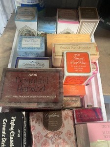 lot 65 image: Box Full Of Collectable Avon Bottles