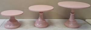 lot 10 image: Pink Cake Stands - Set of 3 Pcs Pink Cake Stands Set Round Metal Cupcake Display Stand