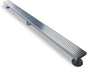 lot 7 image: Linear 48-Inch Linear Shower Drain with Removable Quadrato Pattern Grate  NEW 