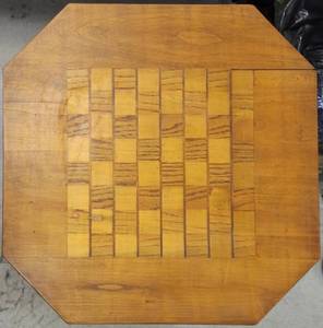 lot 24 image: Vintage Wooden Game Table - Checkerboard Pattern for Playing Checkers or Chess