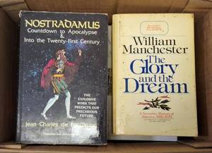 lot 59 image: Box of Books ... Nostradamus Count Down to Apocalypse & Into the Twenty-First Century & More (View Photos to see what books are in the box)